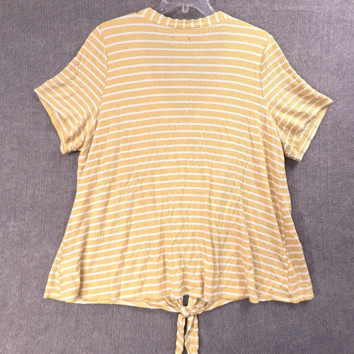 Lane Bryant Women's Plus Size 26/28 Yellow Striped Button Tie Front Top