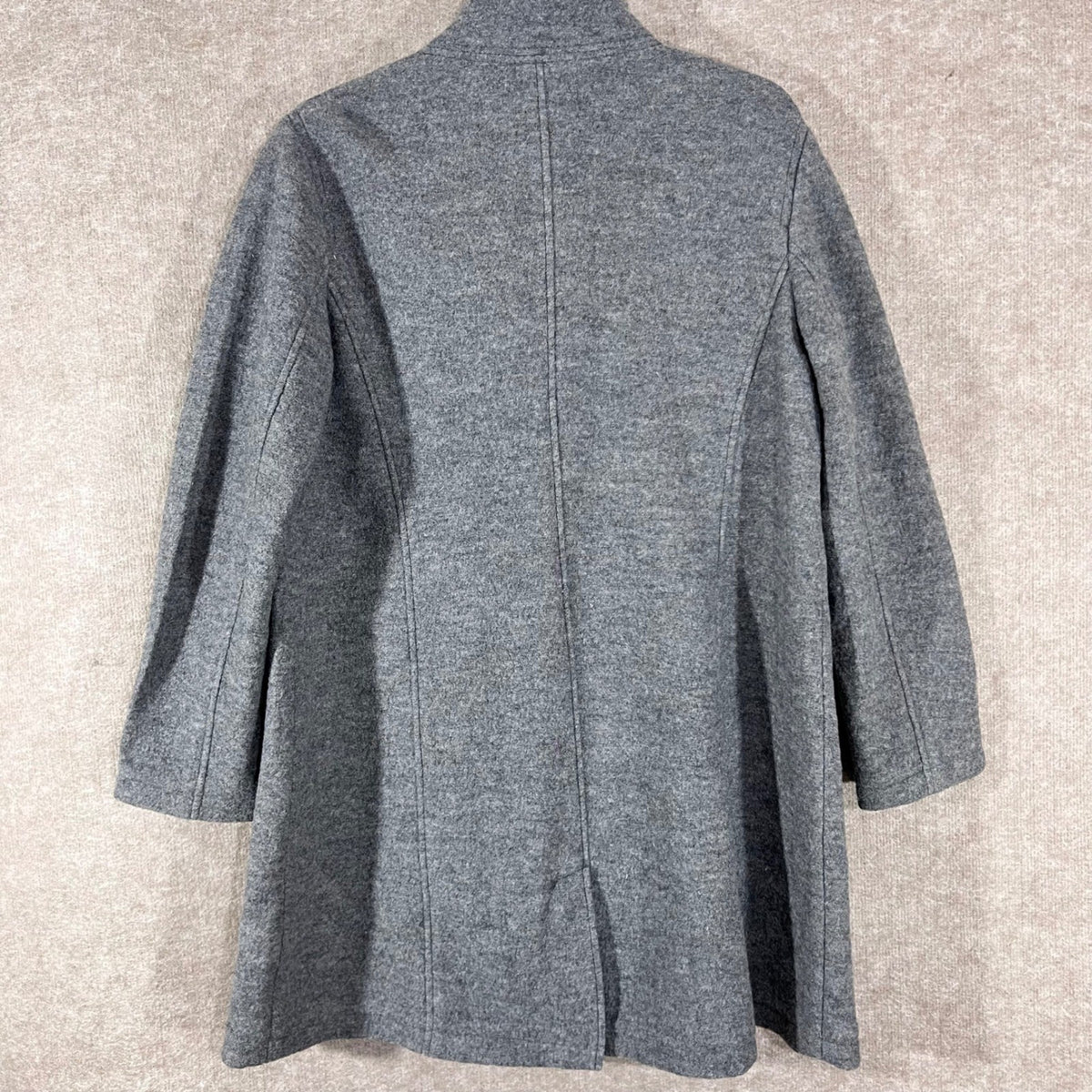 LL Bean Wool Coat Womens 1X Grey Bellandi Italian Fabric Classic Minimalist