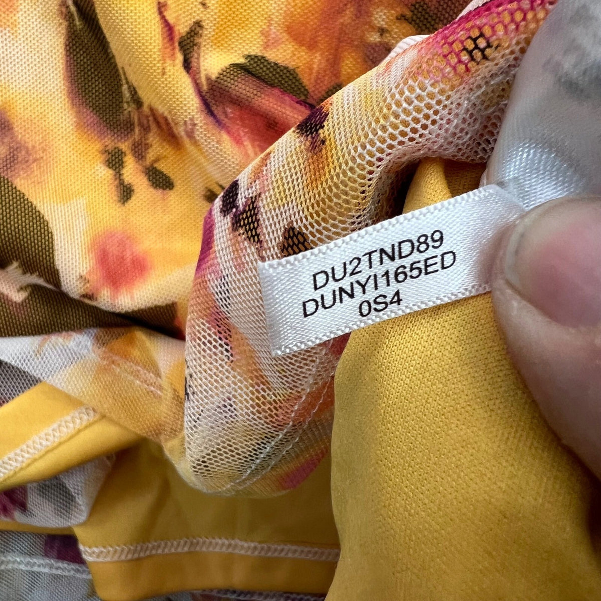 DKNY Floral Mesh Puff Sleeve Top Yellow Pink Orange Size XL