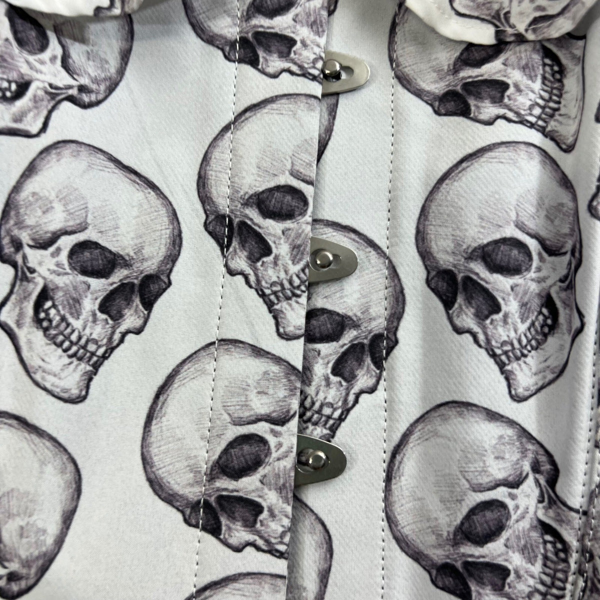 Corset Story L UK 16 / 30" Skull Print Boned Corset Off Shoulder Gothic Punk Alt