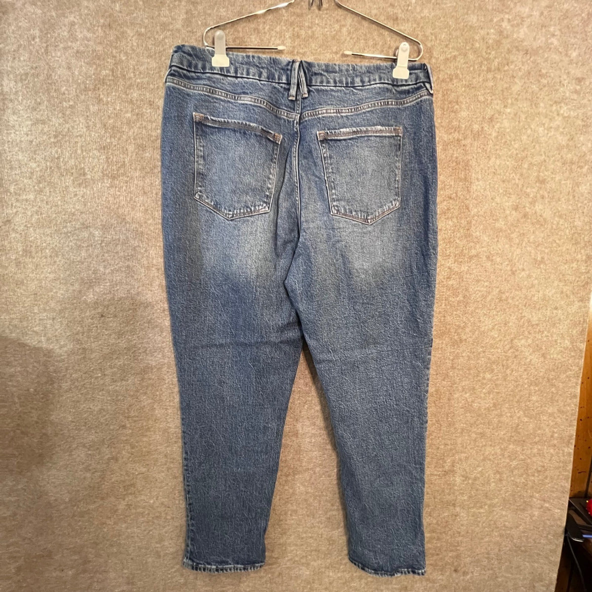 Good American The Weekender Cuffed Jeans Women 14/32 Blue High Rise Mom