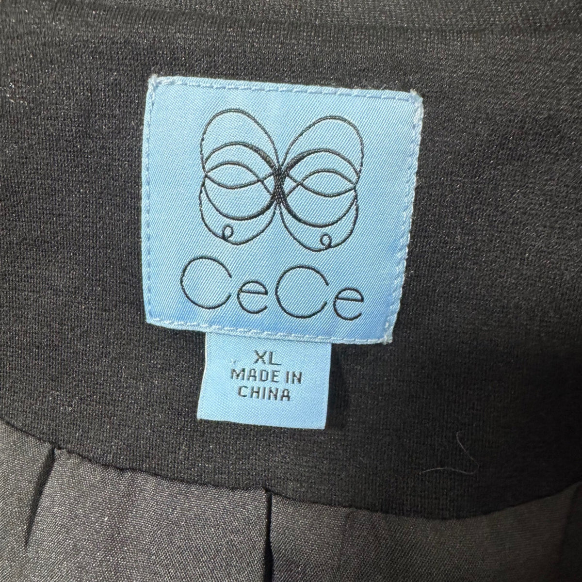CeCe Black Puff Sleeve Blazer Jacket Women XL Single Button Work Office