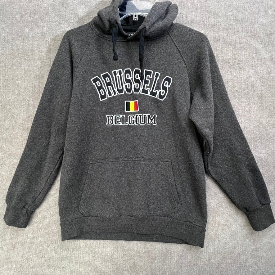 NAS Brussels Belgium Hoodie Pullover Sweatshirt Gray Mens Size L