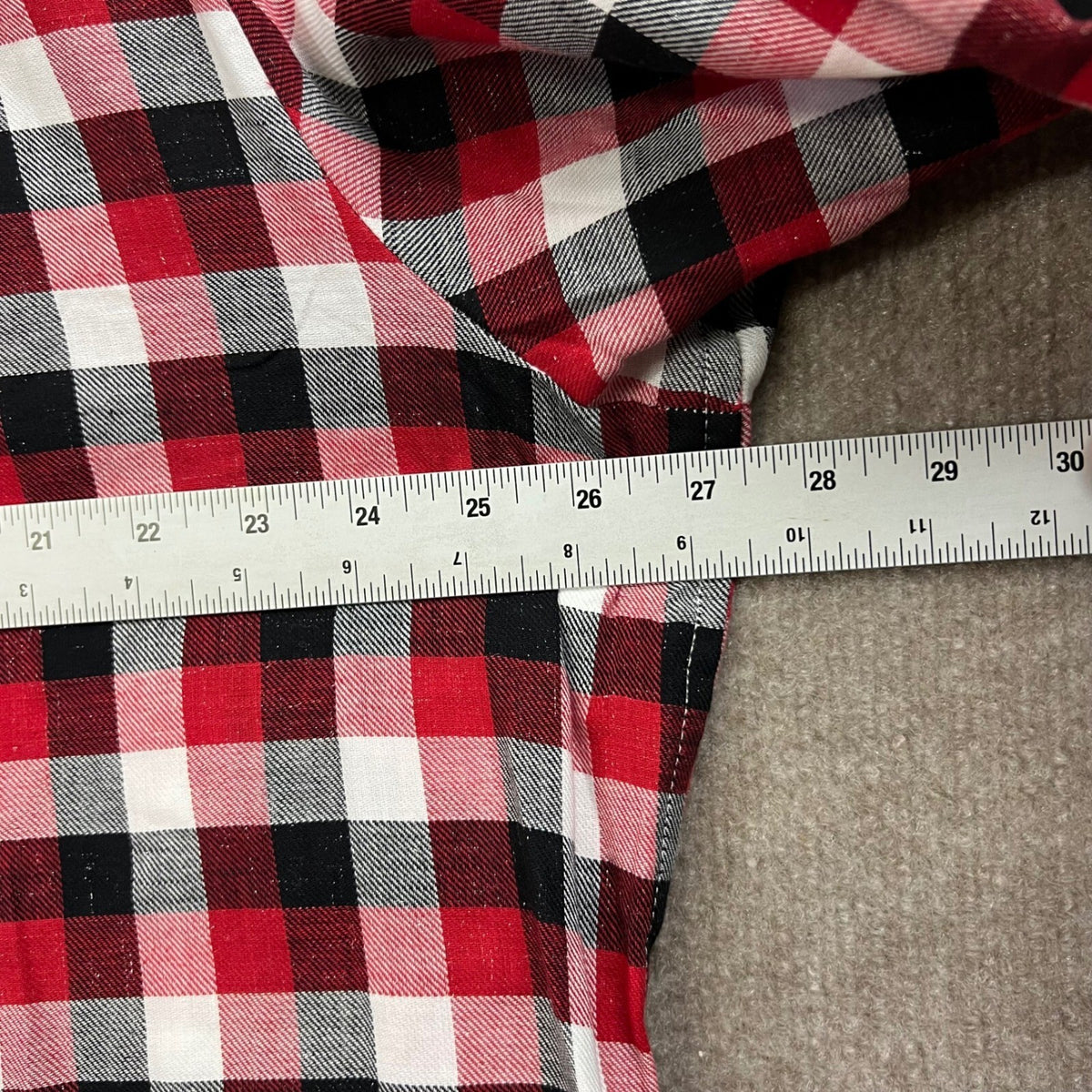 NWT Talbots Plus Size 3X Red Black White Plaid Sparkle Button Down Shirt Top
