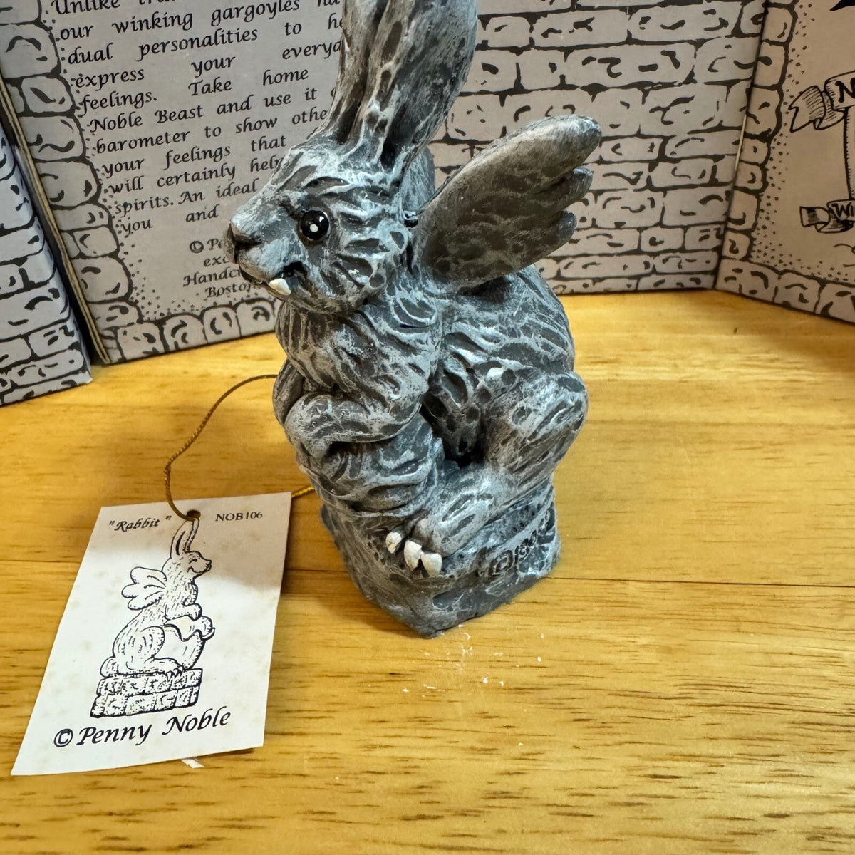 Vintage Penny Noble Winking Gargoyle Rabbit Figurine Small Grey Gothic Whimsical