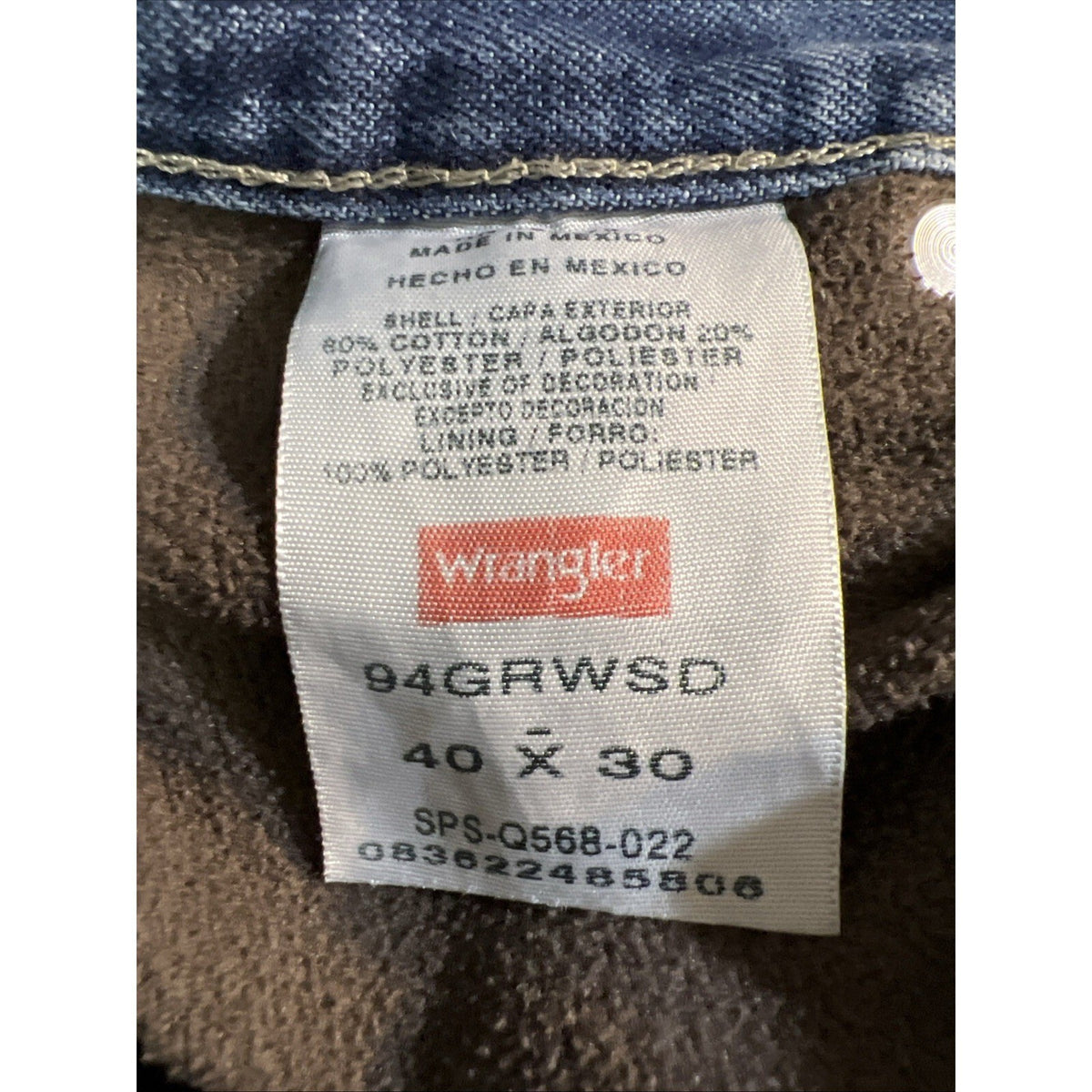 Wrangler Fleece Lined Carpenter Jeans Mens 40x30 Blue Denim Workwear Rugged