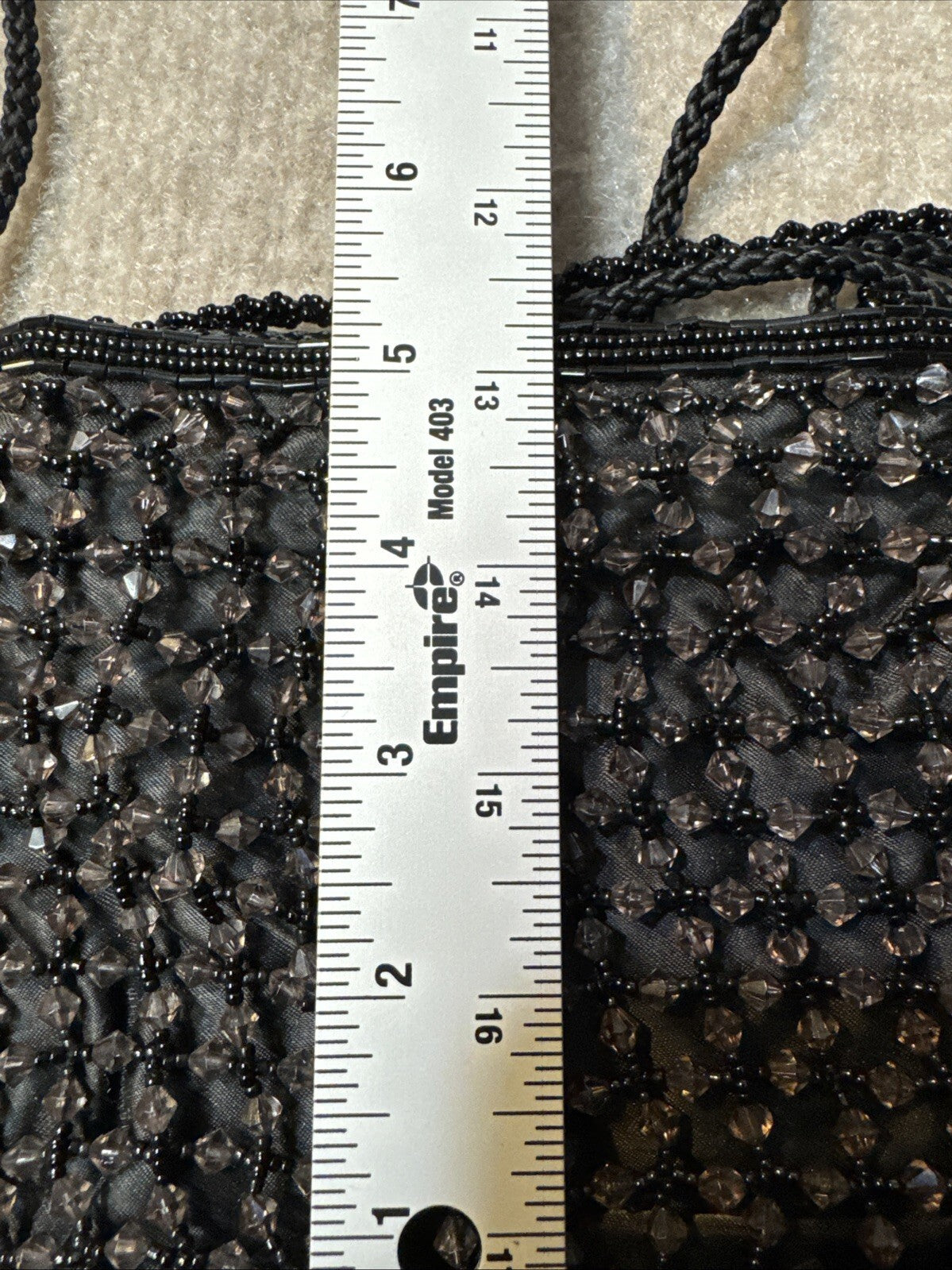 Beaded Evening Micro Bag, Black, Small Purse Glam Flapper Swing