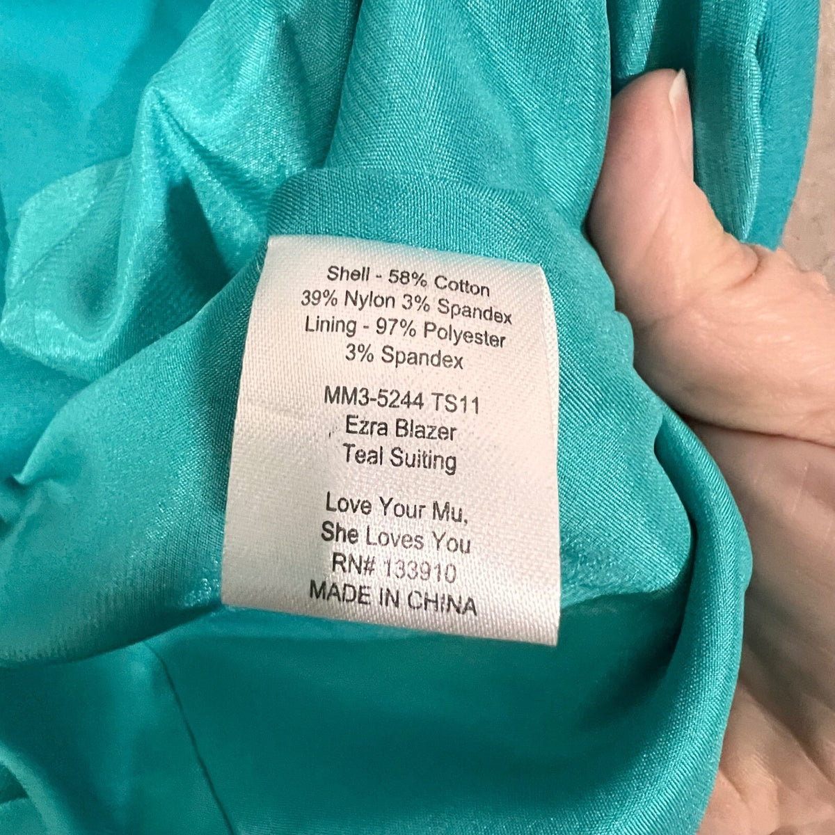 Show Me Your Mumu Ezra Blazer Womens Medium Teal Suiting Stretchy Minimalist