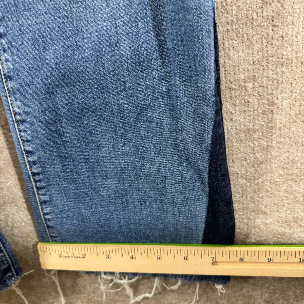 FRAME Le Crop Mini Boot Jeans Womens 27 Raw Hem Two Tone Denim Boho Minimalist
