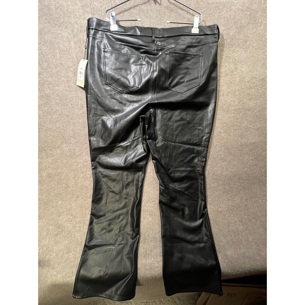 NYDJ Sculpt-Her Faux Leather Marilyn Straight Pants Black Women's 22W NWT 32"