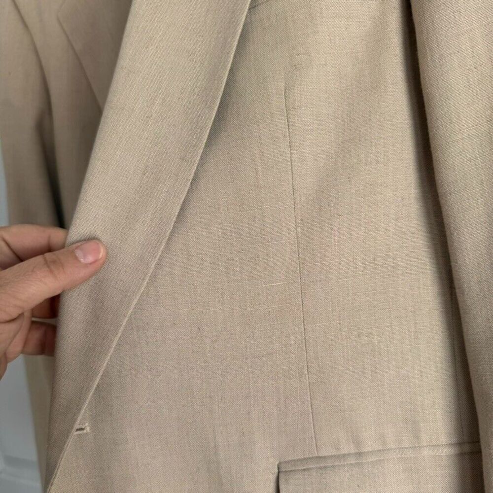 Haggar 42 R Tan Suit 2-button single vent 3 button cuff Blazer Jacket