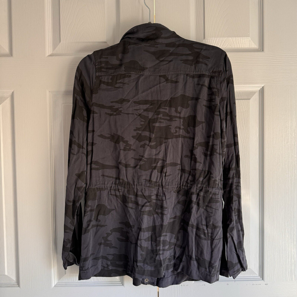 Maurice's Sz M Animal Print Drawstring Waist Military Style Chore Coat Jacket