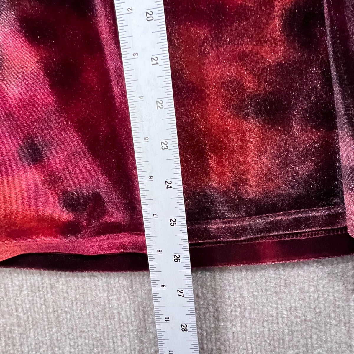 Susan Graver Burgundy Red Black Tie Dye Velvet Long Sleeve Top Shirt 1X