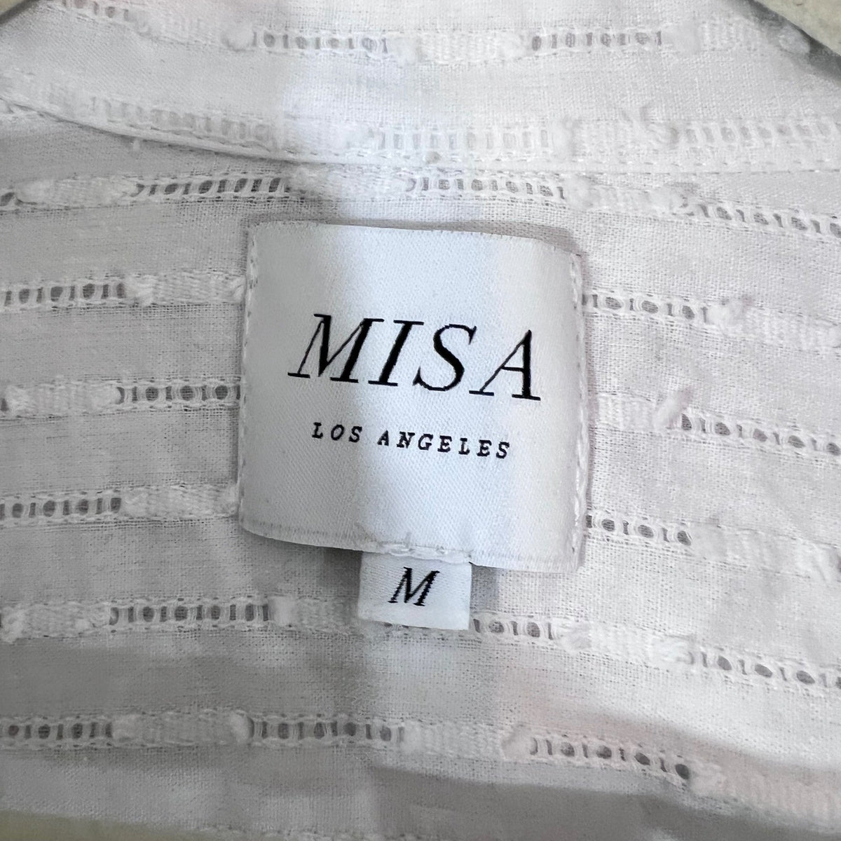 MISA Los Angeles Ruffle Sleeve Button Down Blouse Womens Medium Eyelet Boho