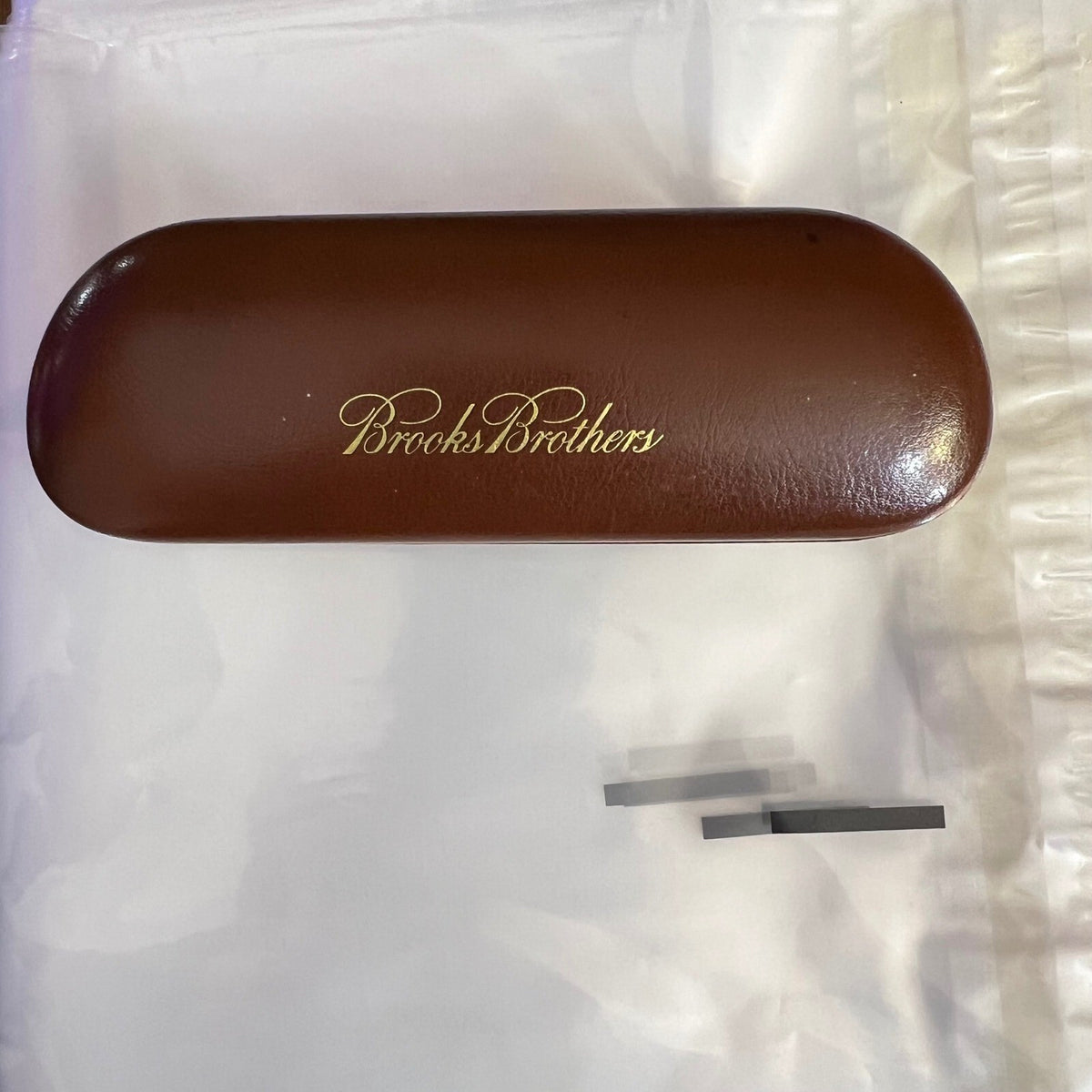 Brooks Brothers Eyeglasses Case Unisex Brown Faux Leather Hard Shell Preppy