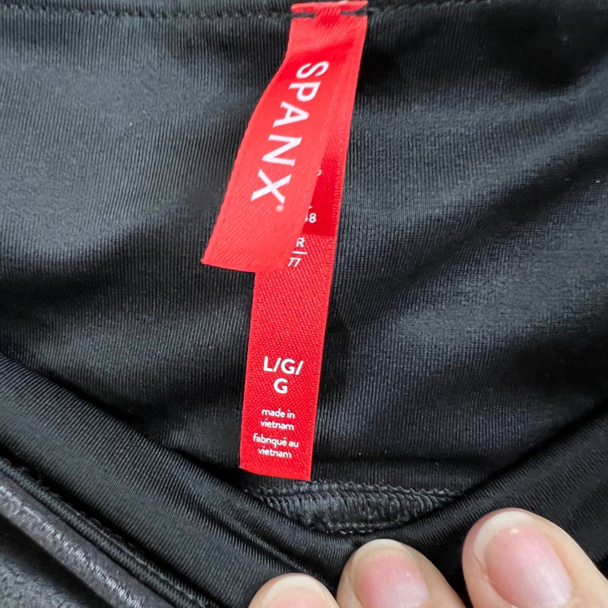 SPANX Faux Leather Leggings High Waisted Black Womens Size L G