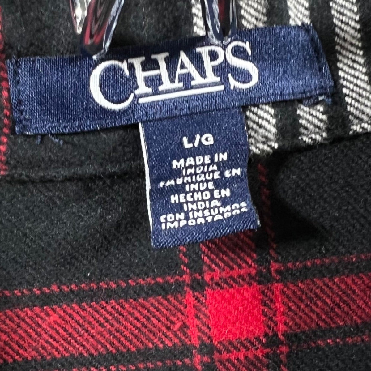 CHAPS Plaid Full Zip Flannel Shirt Jacket Red Black White L G Mens Long Sleeve
