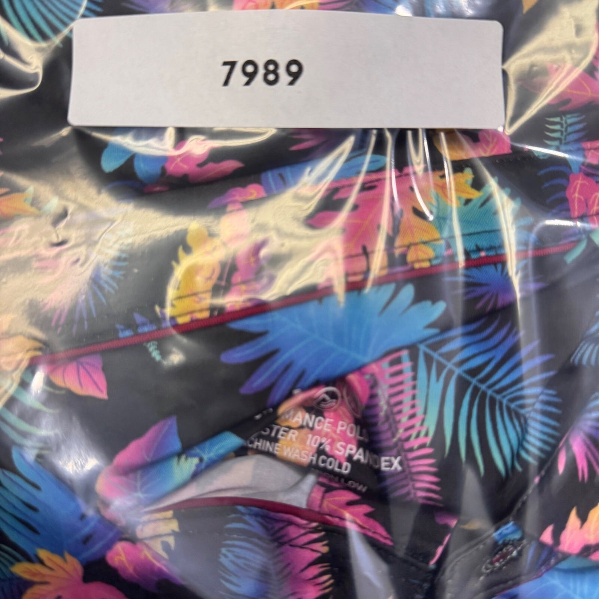 Performance Polo Shirt Men L Tropical Print Anti UV Golf Casual Moisture Wicking