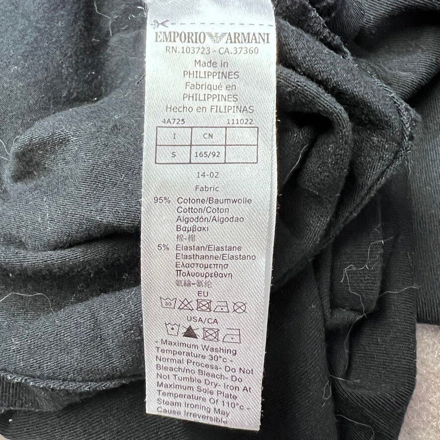 Emporio Armani Underwear Long Sleeve V Neck Top Shirt Small Black