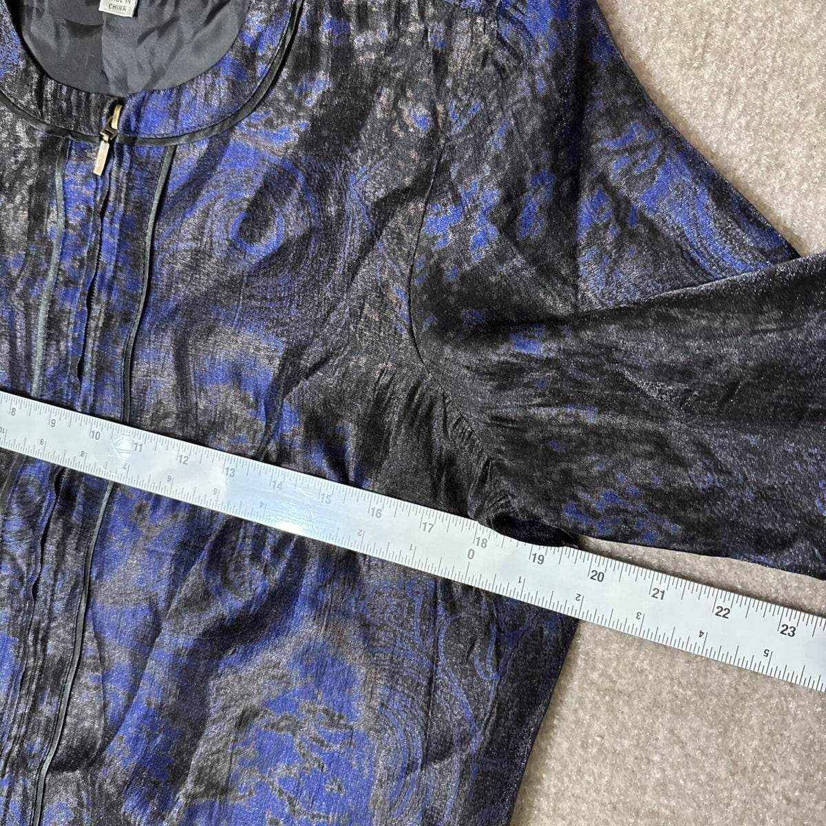 Simonton Says George Simonton Jacket Womens Medium Blue Black Paisley Zip Boho