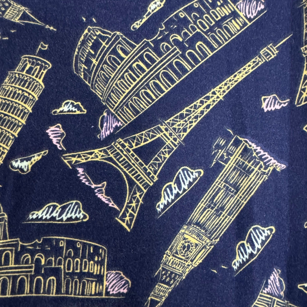 LuLaRoe Leggings Tall Curvy Navy Blue Travel Landmark Print Eiffel Tower Big Ben