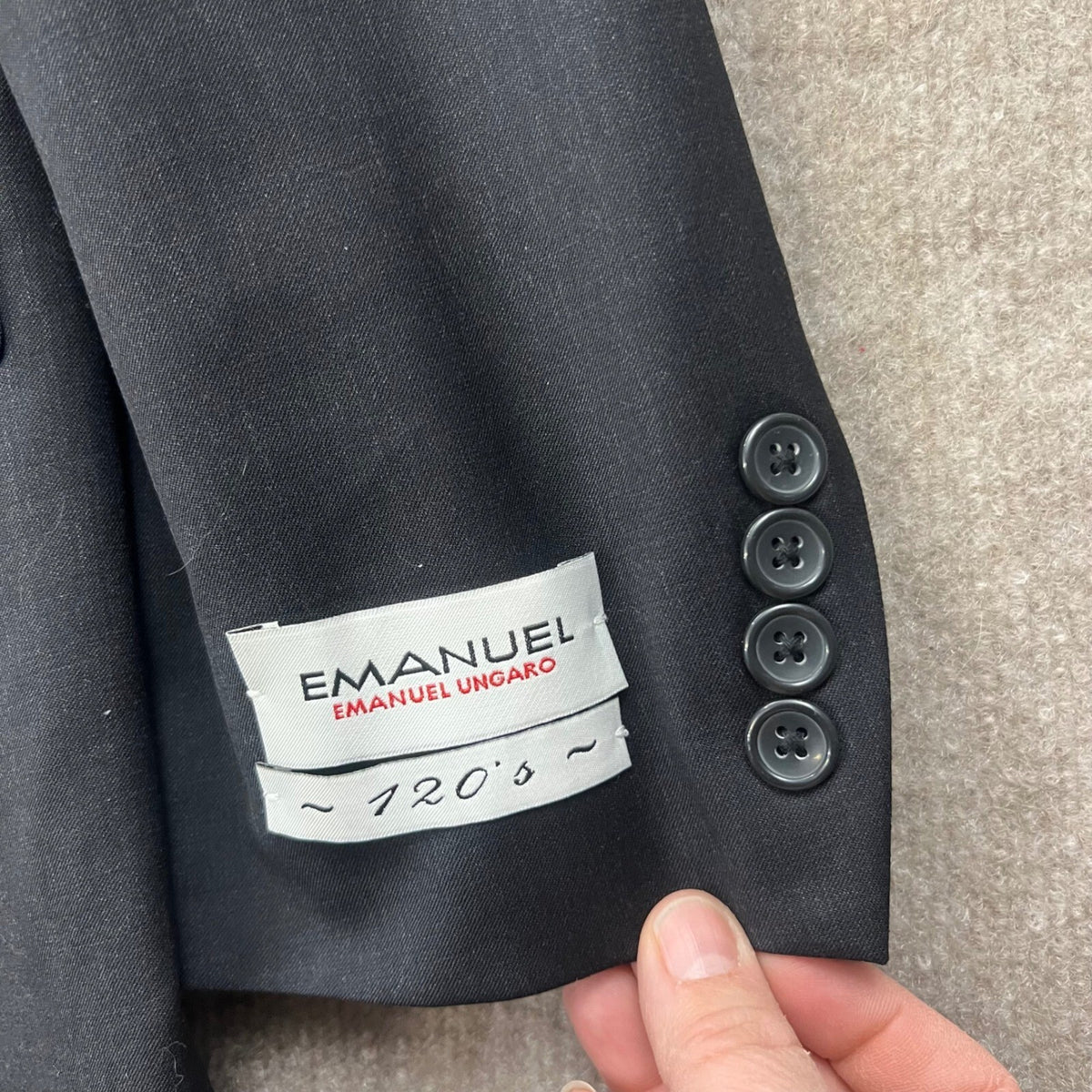 NWT Emanuel Ungaro Men Charcoal Solid Wool Blazer 42 Regular 3 Button SB
