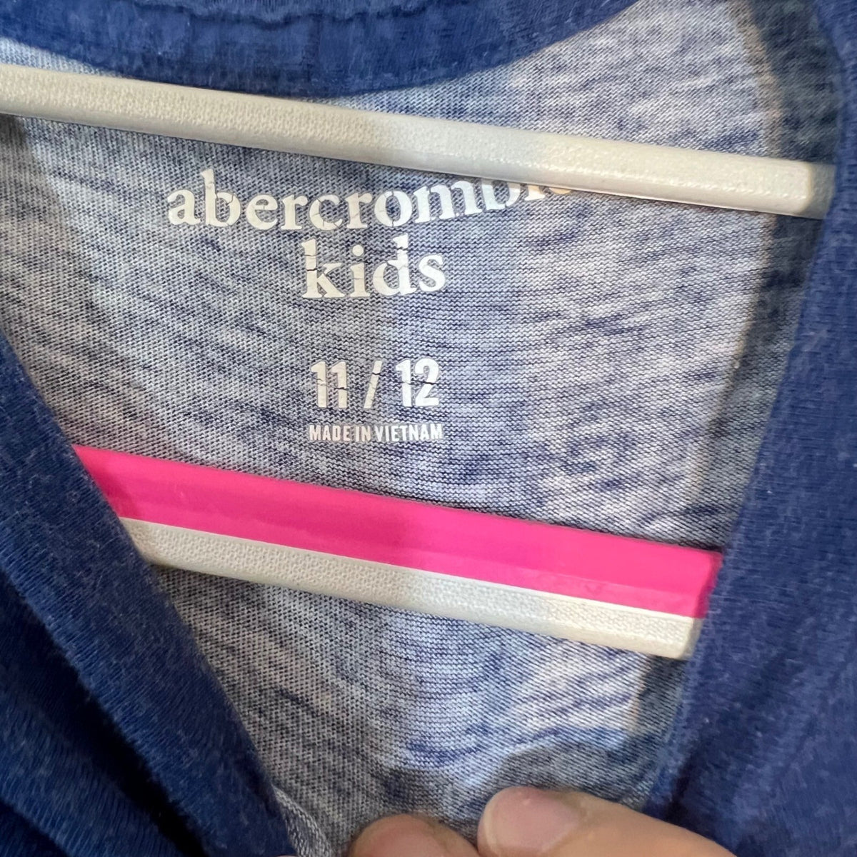 Abercrombie Kids Long Sleeve Shirt Boys 11/12 Blue Orange Ombre Logo Cotton