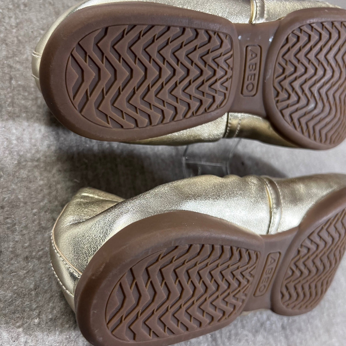 ABEO Tilly Gold Leather Ballet Flats Comfort Slip On Shoes
