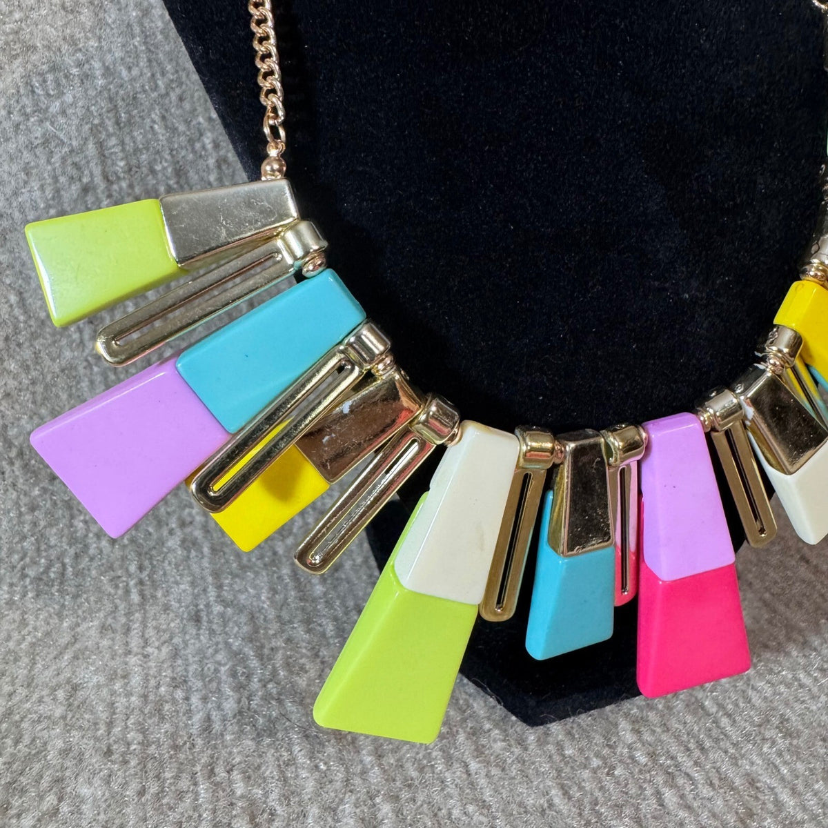 Tanya Creations Neon Statement Necklace Color Block Geometric Dopamine Dressing