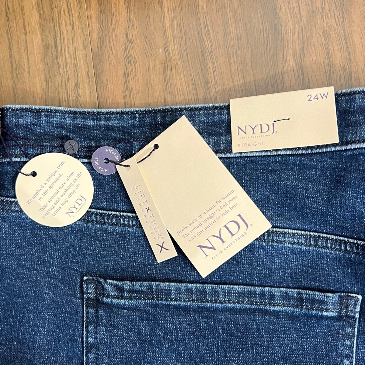 NYDJ Brooke Loose Straight Jeans Womens 24W Rhinestone Dark Wash Denim NWT