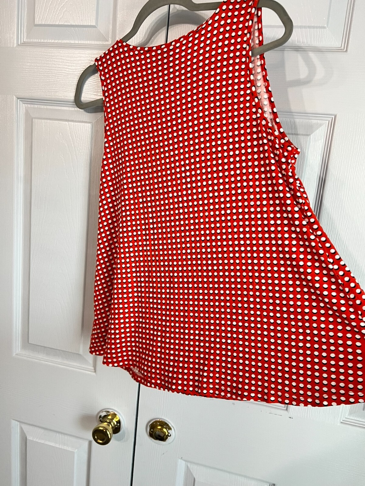 Bobeau Women's Top Lg Red Polka Dot Sleeveless Crossover