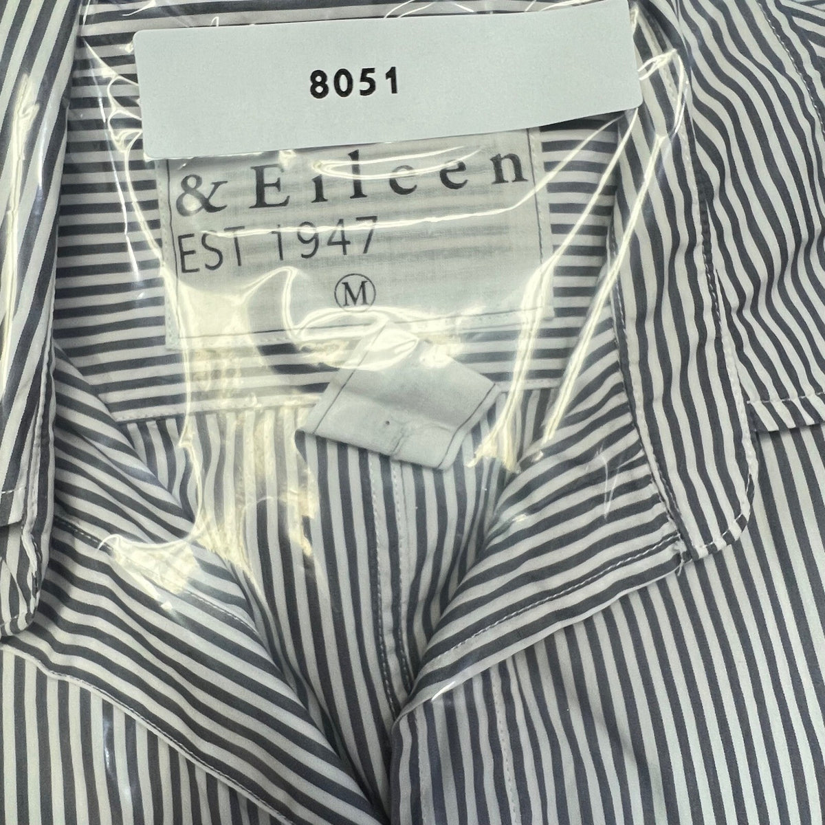 Frank & Eileen Barry Striped Button Down Shirt Women's Medium Blue White Cotton