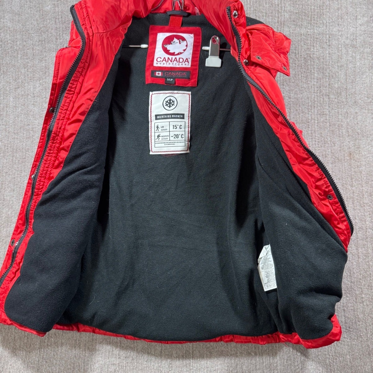 Canada Weather Gear Red Puffer Vest Hooded Full Zip Embroidered Logo Women Small