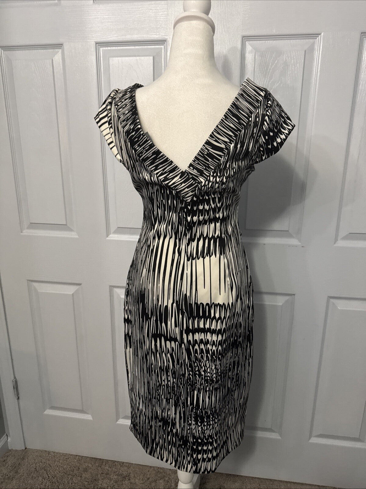 Rabbit Designs Women Dress 8 Artsy Statement Sleeveless Fit Flared Midi V Neck