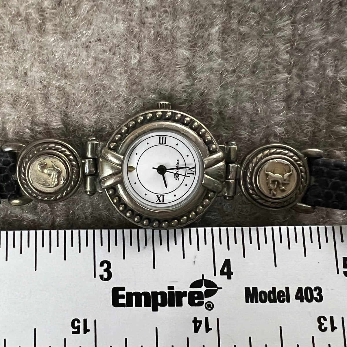 Brighton Rome Silver Tone Equestrian Leather Band Watch Untested