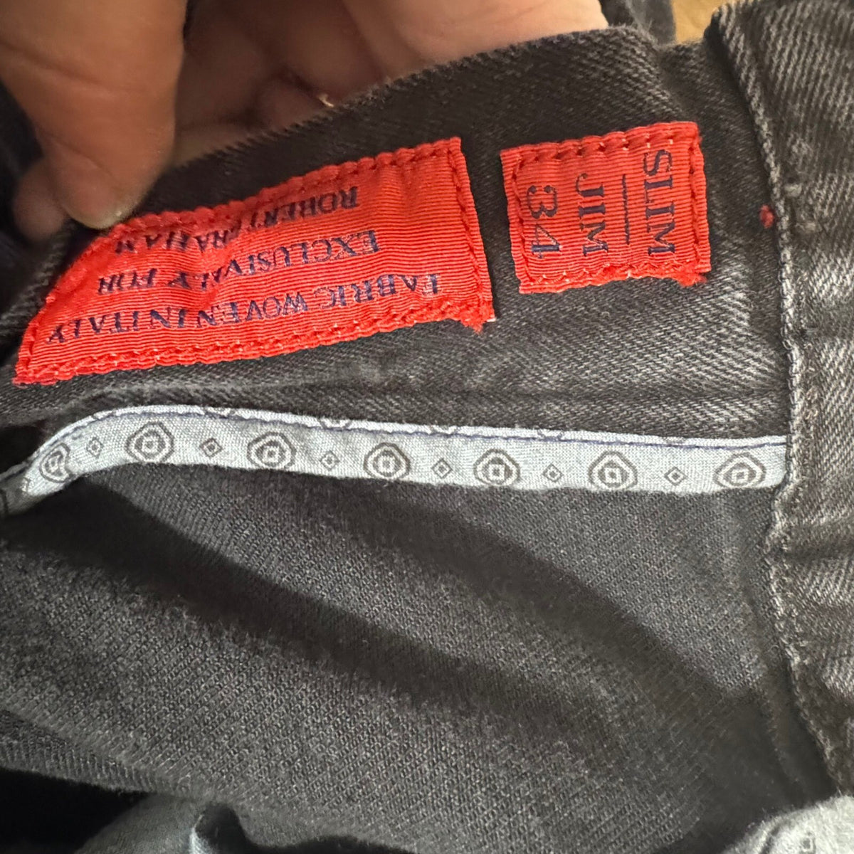 Robert Graham Slim Jim Jeans Mens 34 Black Denim Slim Fit Designer Casual
