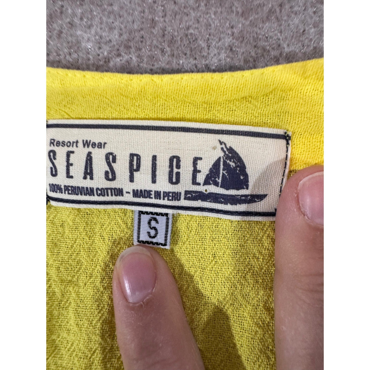 Seaspice Resort Wear Dress Womens S Yellow Peruvian Cotton Lace Trim Boho