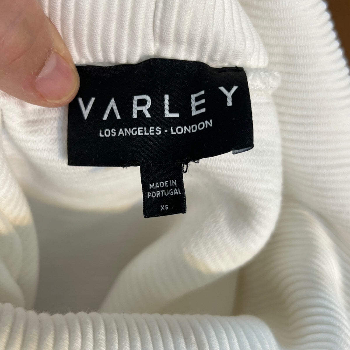 Varley Ribbed Turtleneck Pullover Women XS White Long Sleeve Cotton Loungewear