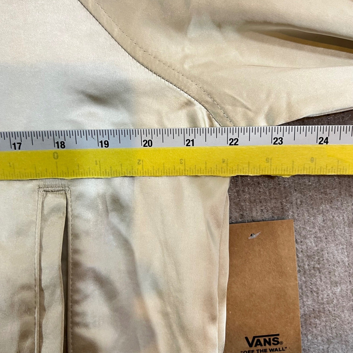 Vans Bomber Jacket Womens Medium Gold Satin Full Zip Embroidered Logo Streetwear