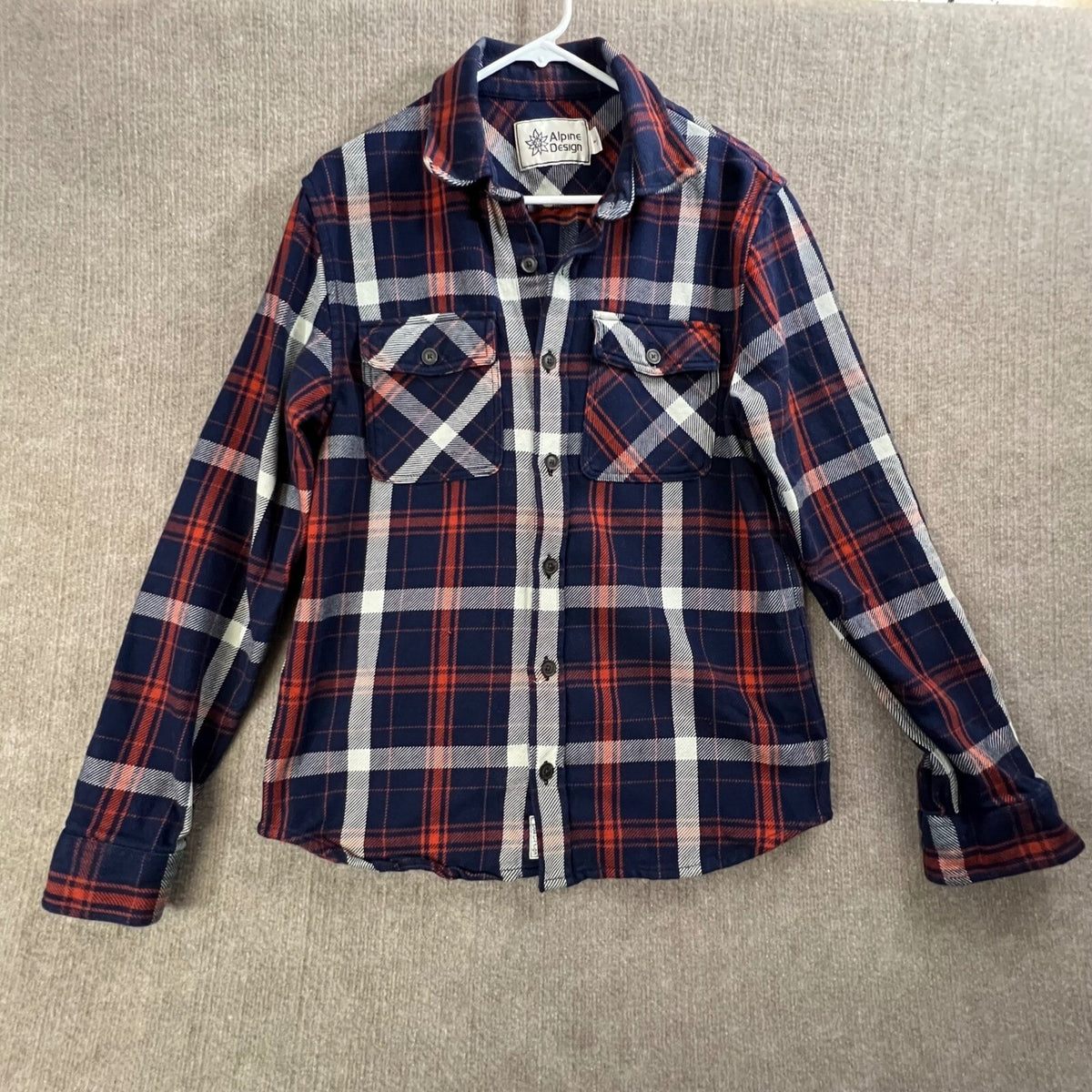 Alpine Design Mens Flannel Shirt Small Plaid Button Up Long Sleeve