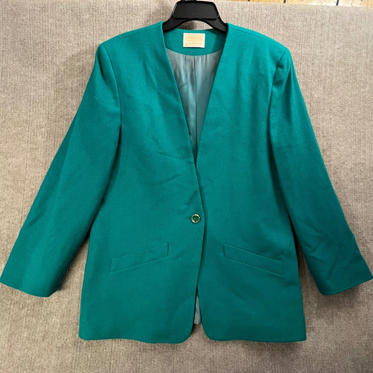 Pendleton Wool Suit Set Teal Green Skirt and Blazer Vintage Made in USA