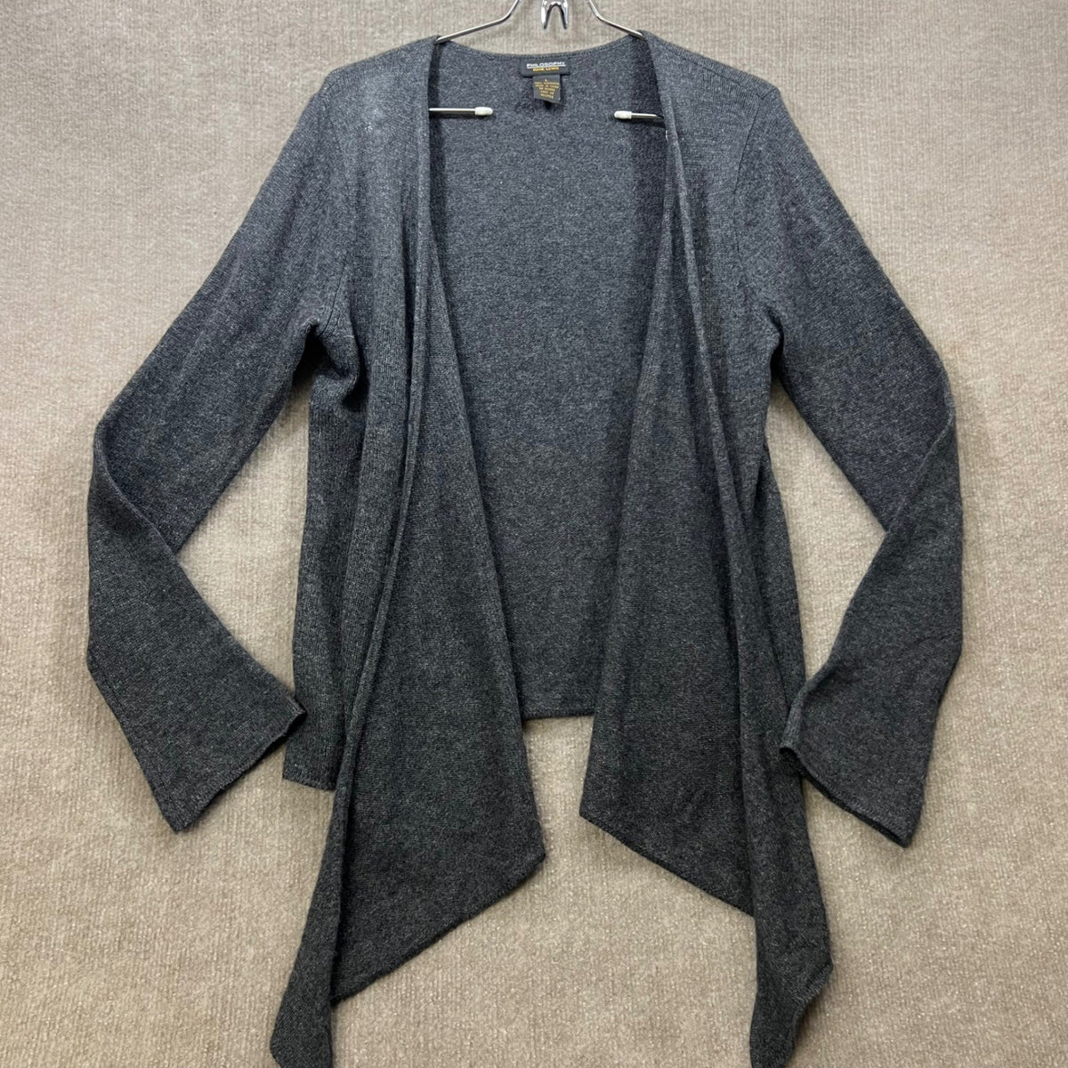 Philosophy Dane Lewis Gray 100% Cashmere Open Front Cardigan Sweater Women Lg