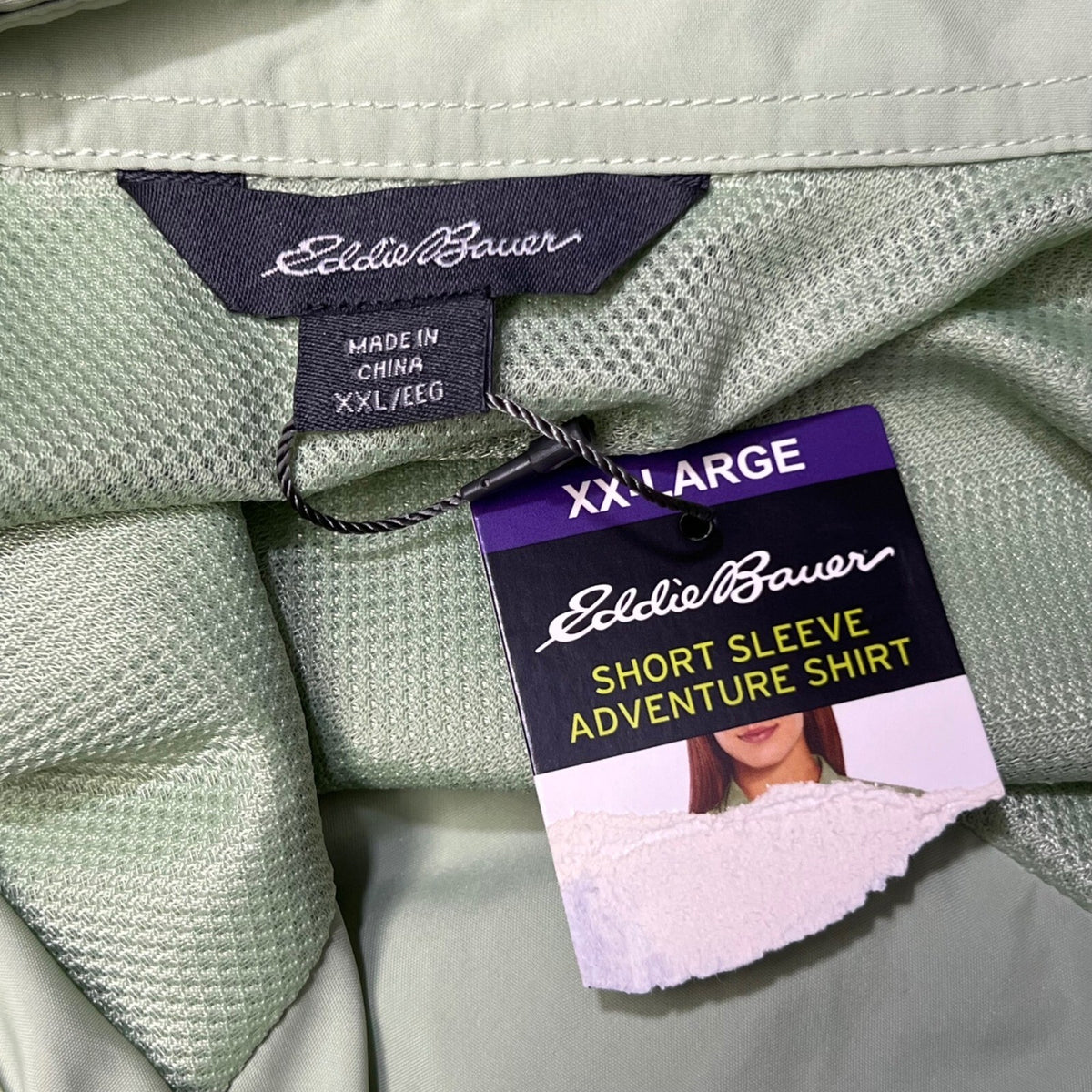 NWT Eddie Bauer XXL Short Sleeve MINT Shirt UPF 50 Moisture Wicking Utility