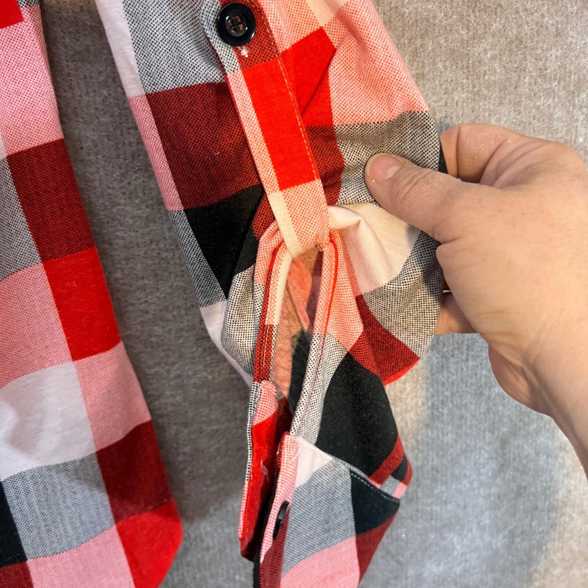 Unbranded Plaid Button Down Shirt Womens Large Red Black White Buffalo Check