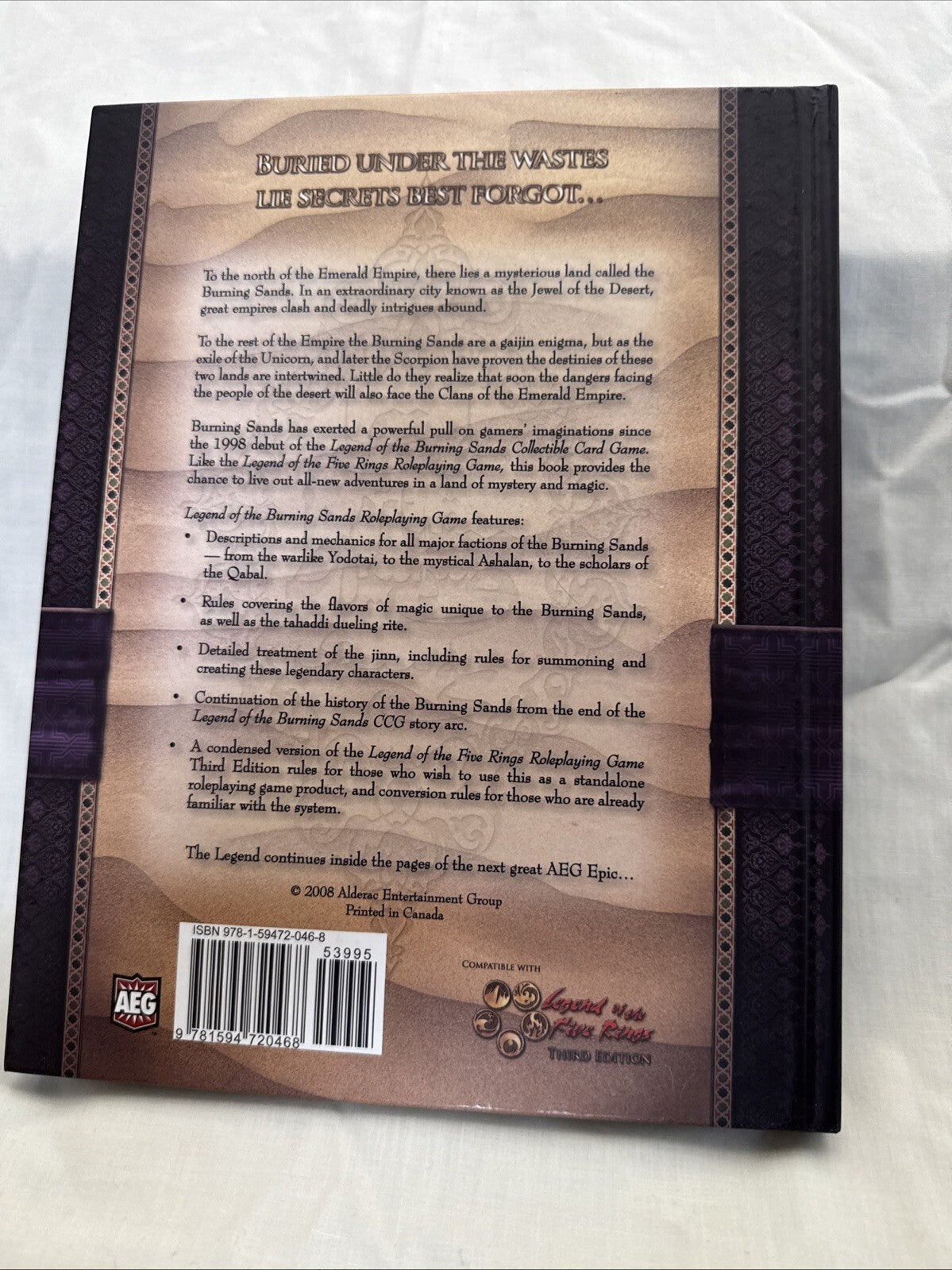 Legend of the Burning Sands: Core Rulebook (Hardcover RPG Book, 2008) AEG L5R 3E