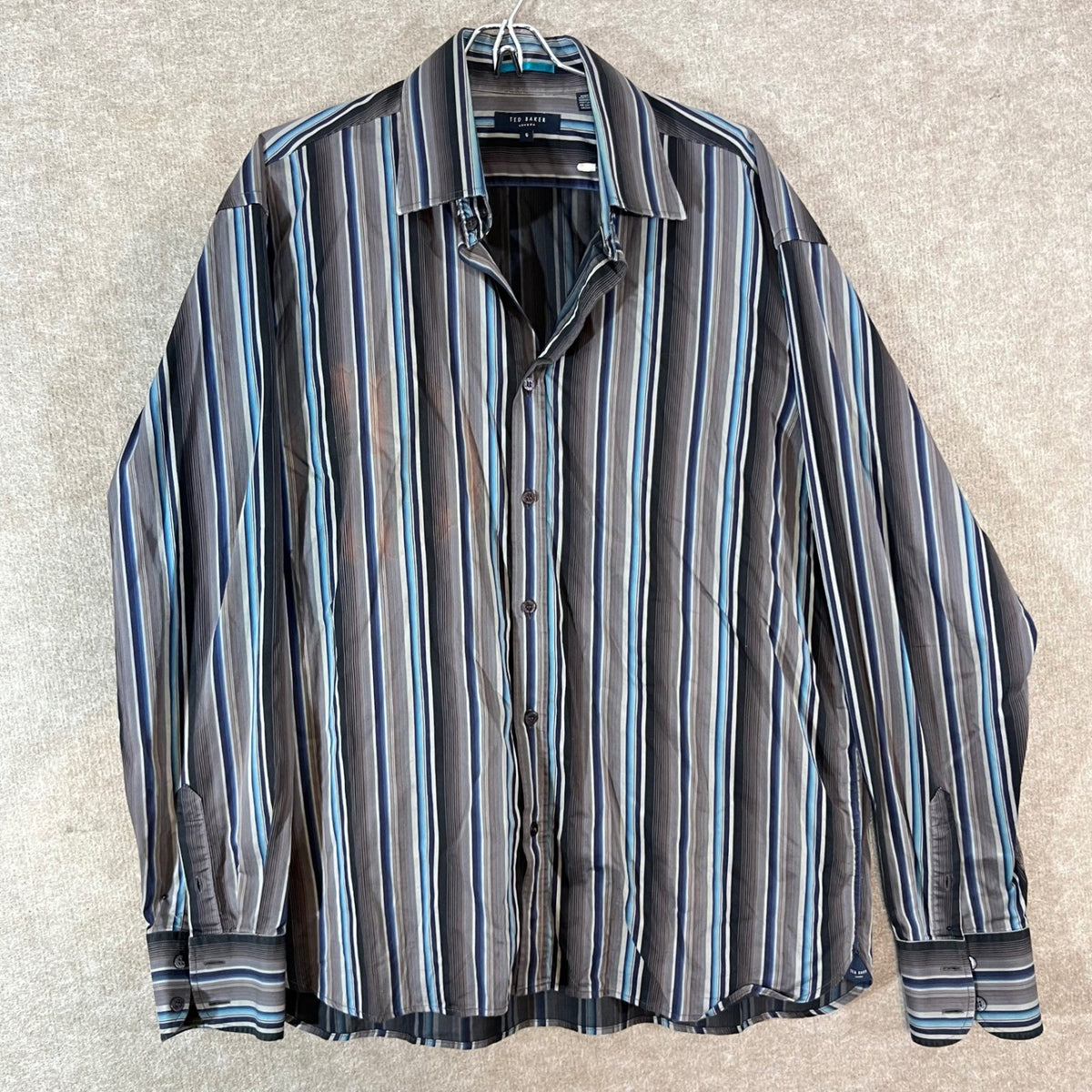 Ted Baker London Shirt Mens 6 Multicolor Stripe Cotton Long Sleeve Button Up
