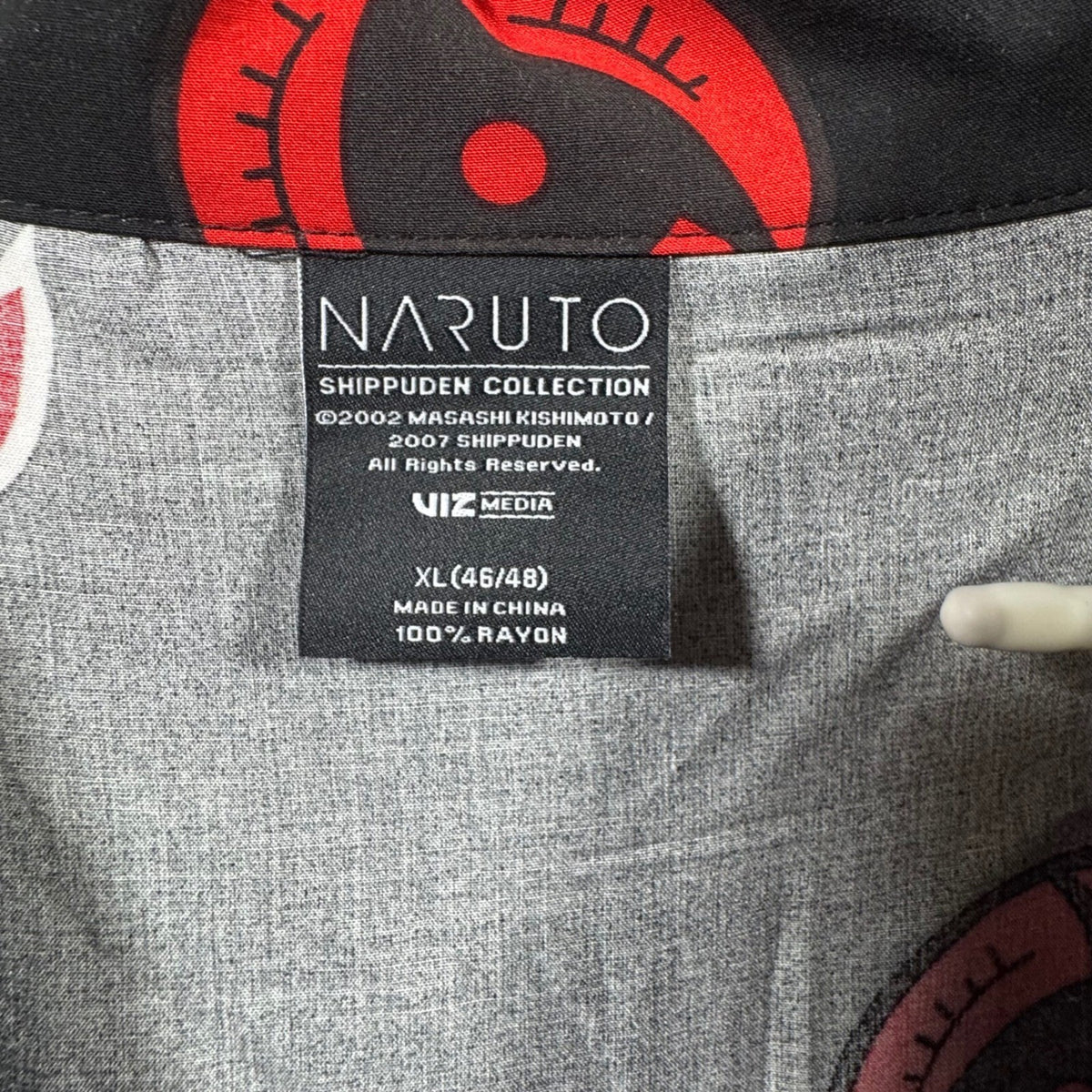 Naruto Shippuden Collection Rayon Button Up Shirt XL Akatsuki Clouds Sharingan