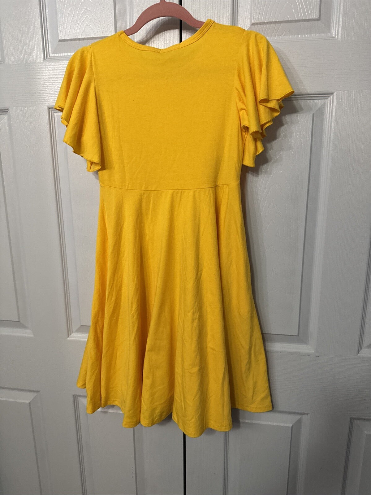NWT Arshiner Dress Women A-Line Flutter Sleeve Pockets Yellow Medium by Measure