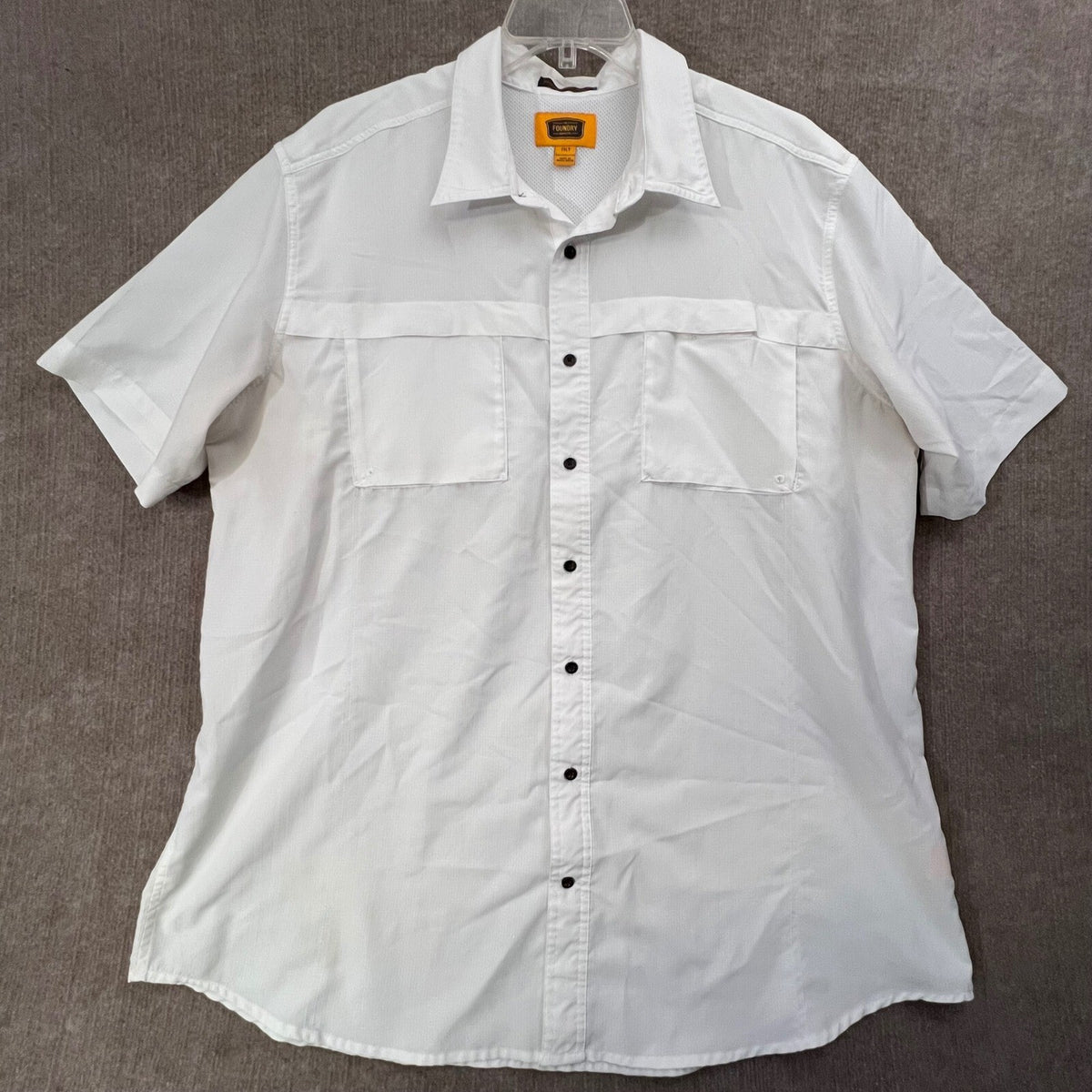 The Foundry Supply Co. 2XLT White Short Sleeve Button Down Fishing Tech Shirt