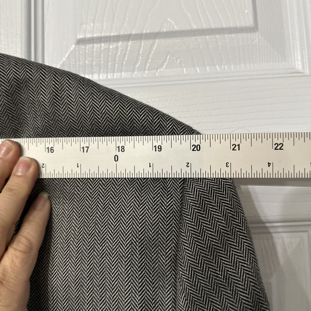 Chaps Ralph Lauren Gray Herringbone 46L 2 Button Blazer Notch Collar Single Vent